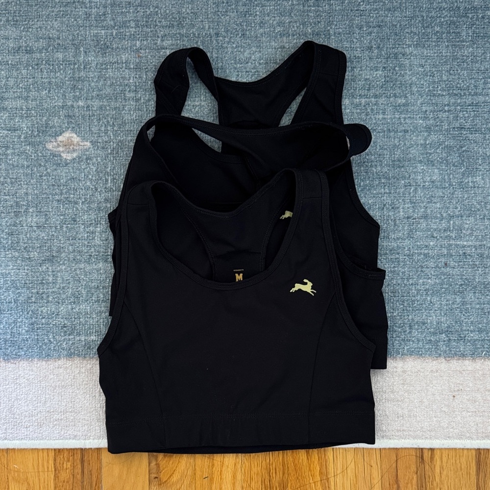 Lot of 3 Tracksmith Allston bras, black, size M, EUC